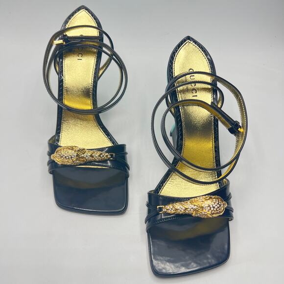 Gucci Tiger Head Accent Leather Sandals Size EU 36.5 US 6.5 - Picture 6 of 15